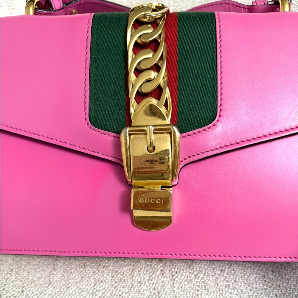Authentic Gucci Sylvie Leather Shoulder Bag pink leather - Picture 5 of 16